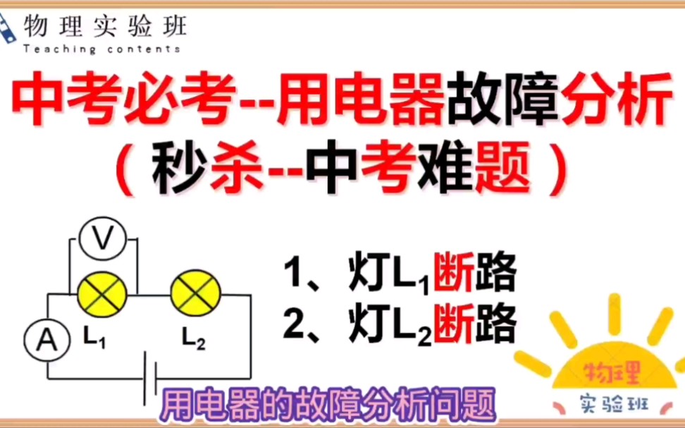 初中物理电学:用电器的故障分析,2分钟解决灯的断路问题哔哩哔哩bilibili