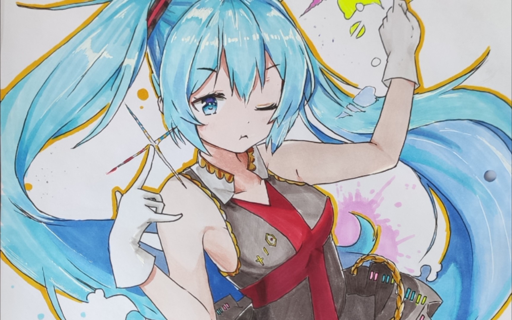 马克笔手绘〕 庆祝初音未来生日快乐!_哔哩哔哩_bilibili