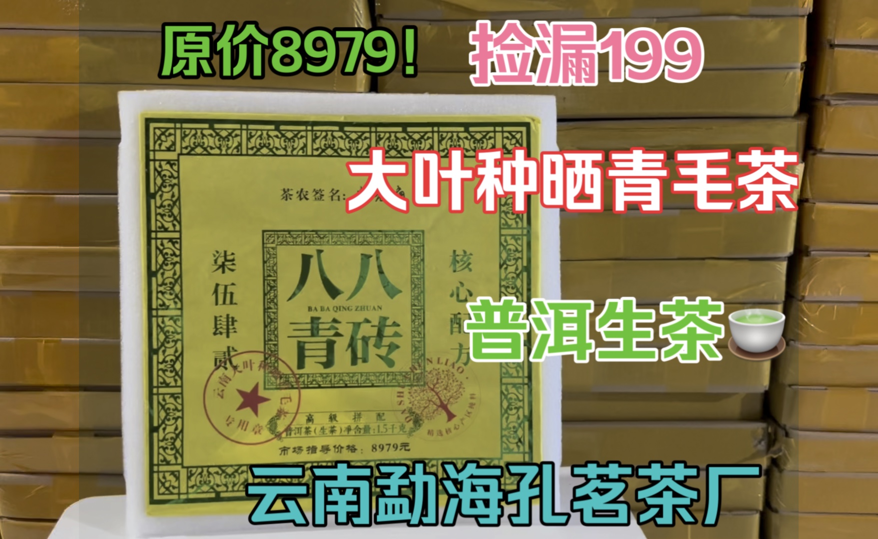 199捡漏8979的云南勐海孔茗茶厂 普洱生茶 大叶种晒青毛茶 1.5千克 市场价8979 送亲朋好友领导完全拿得出手哔哩哔哩bilibili