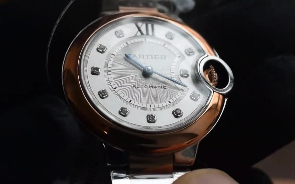 二表哥说表v6新款复刻卡地亚官方间金蓝气球33mm两针机械腕表超清鉴赏