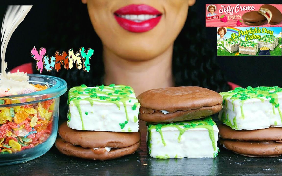 roseeating草莓巧克力派圣帕特里克节奶油蛋糕派水果谷物玉米脆片泡