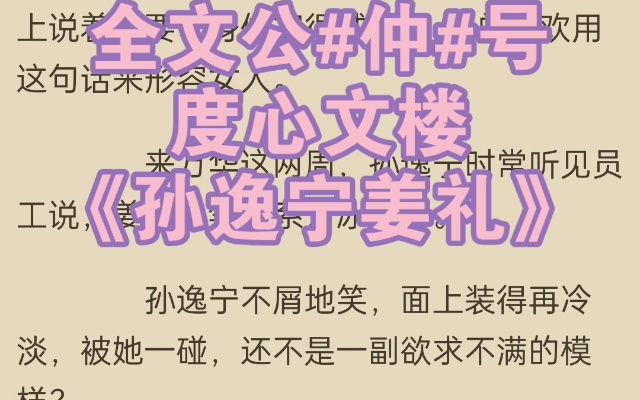 言情小说推荐《孙逸宁姜礼》又名《孙逸宁姜礼》哔哩哔哩bilibili