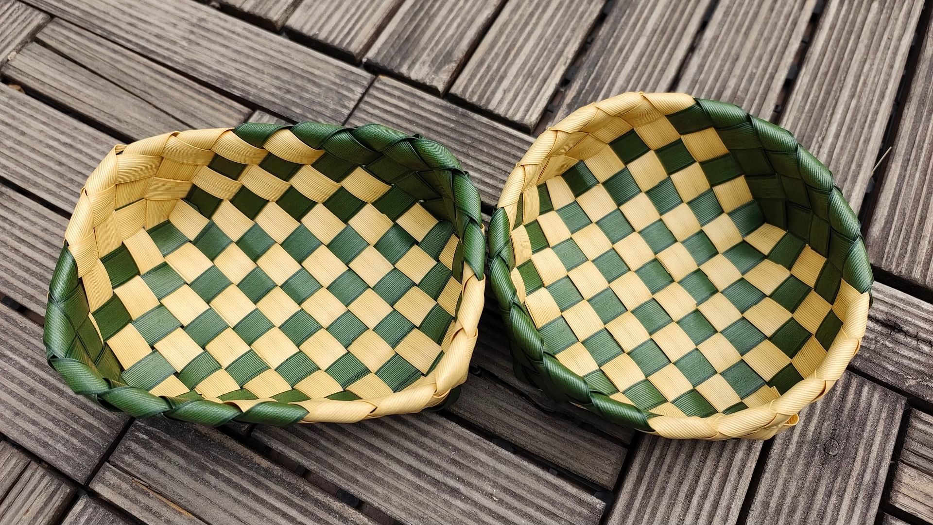 仿竹藤扁条编小收纳筐教程