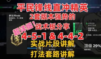 Download Video: 配合实战片段讲解2套平民锋线上精英战术板451&442【FC25】延迟/灌铅手感优化