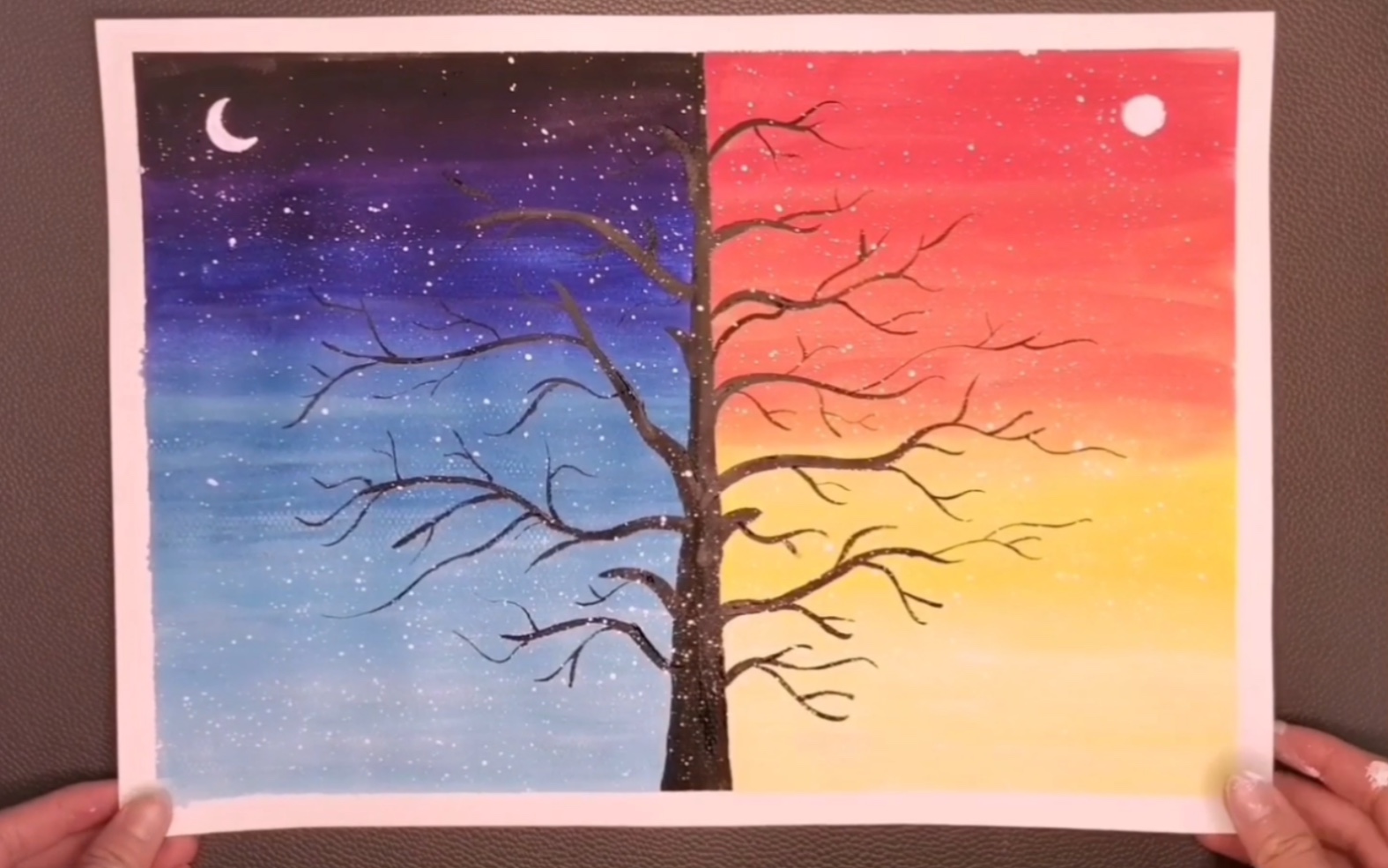 少儿水粉画-昼夜