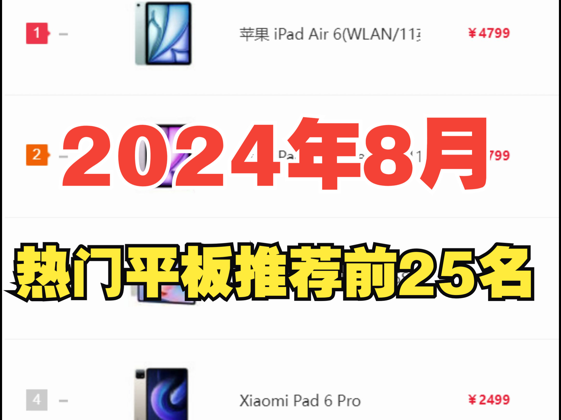 2024年8月第一周平板热度排行榜前25名,看看大家都在关注哪些排名电脑,热门平板推荐大全!哔哩哔哩bilibili