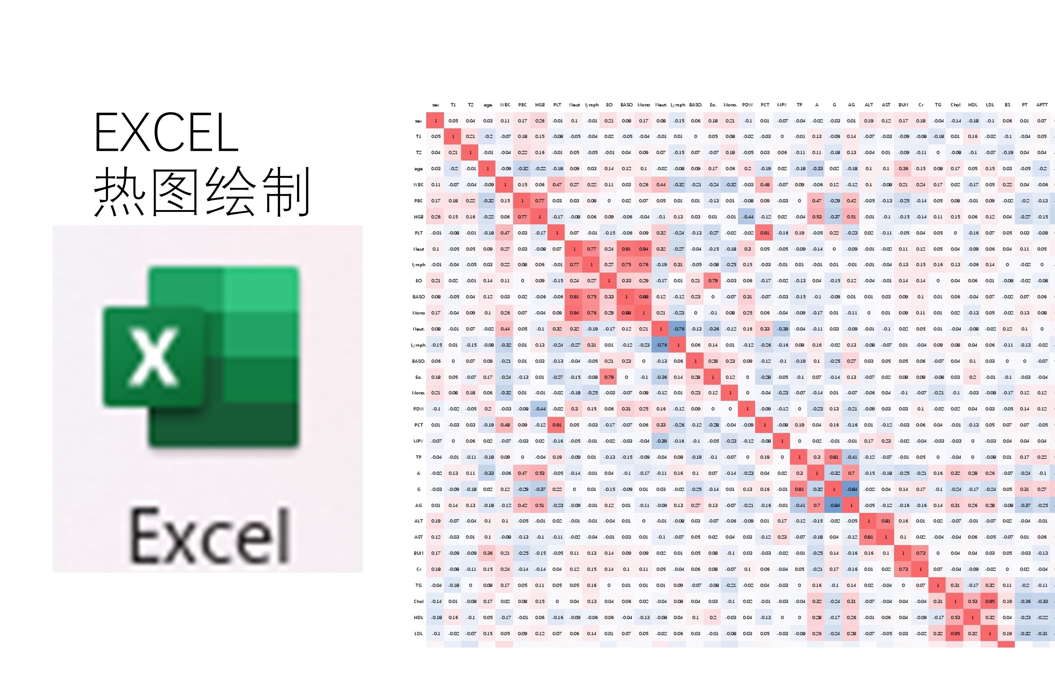 用excel绘制sci级热图/相关性热图