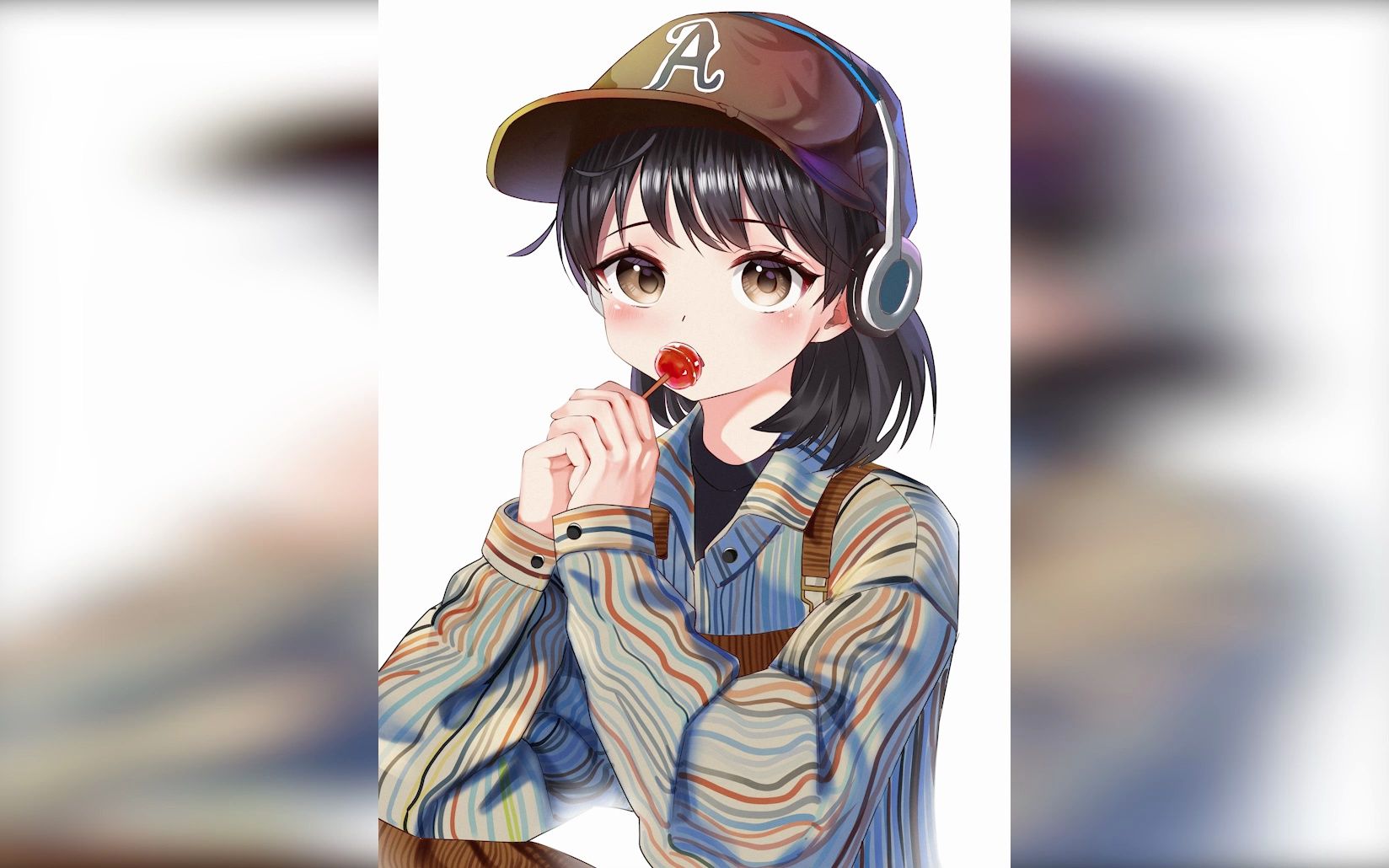 磨金石教育|甜度百分百吃棒棒糖女孩插画