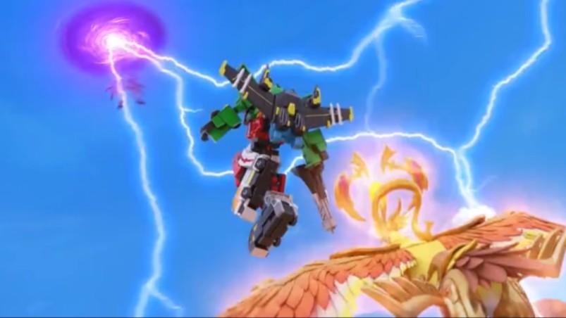 心奇爆龙战车7巨兽战龙 大结局恩雅凤凰涅槃和霸王龙联手打败boss