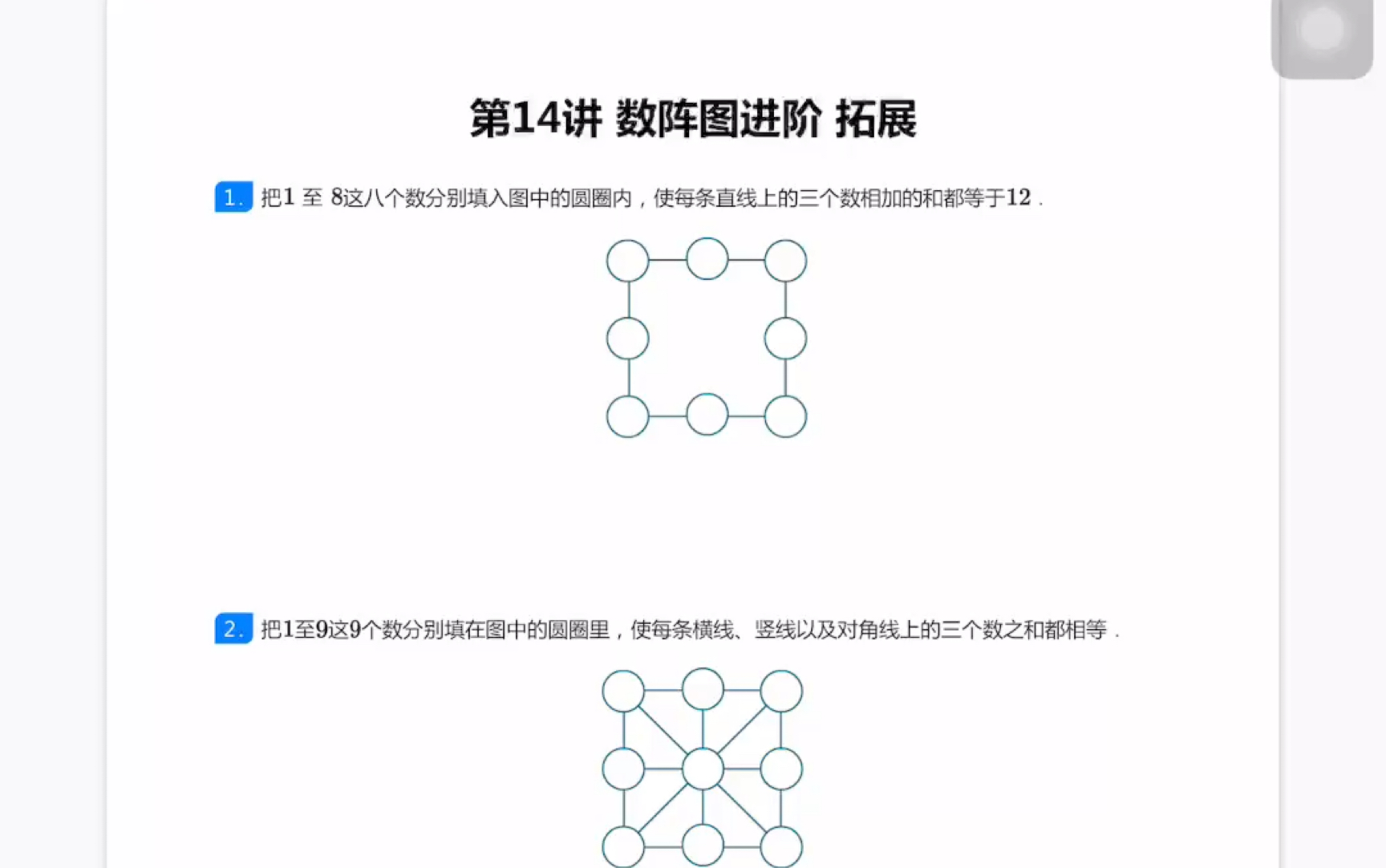 數陣圖進階 拓展