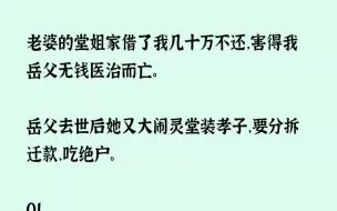 下载视频: (全文已完结)老婆的堂姐家借了我几十万不还，害得我岳父无钱医治而亡。岳父去世后她又大...