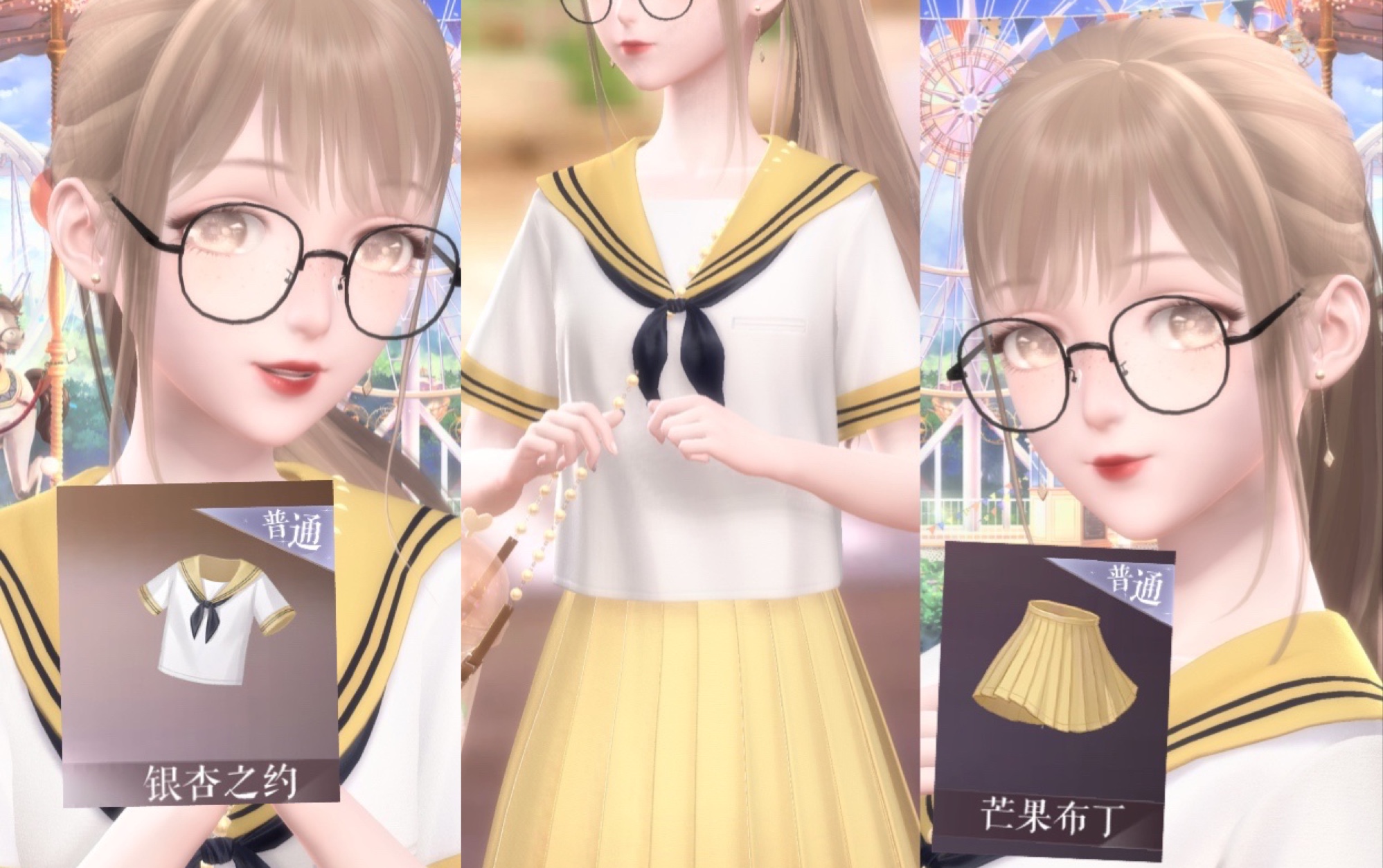 【闪耀暖暖】银杏树下等待约会时间的水手服少女(有小作文)|以纪念