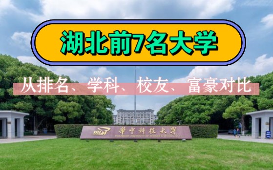 湖北省“前7名”高校如何:从排名、学科、经费、校友、富豪来看哔哩哔哩bilibili