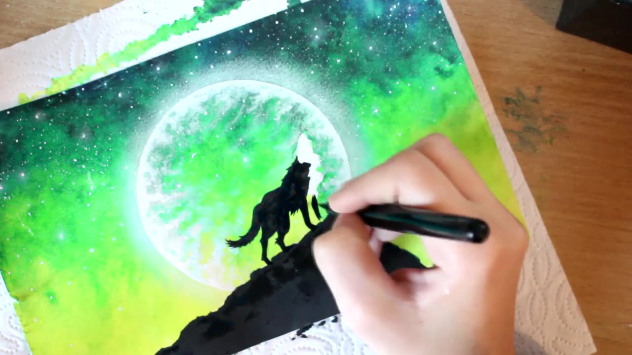 水彩搬运 ▏"满月狼".