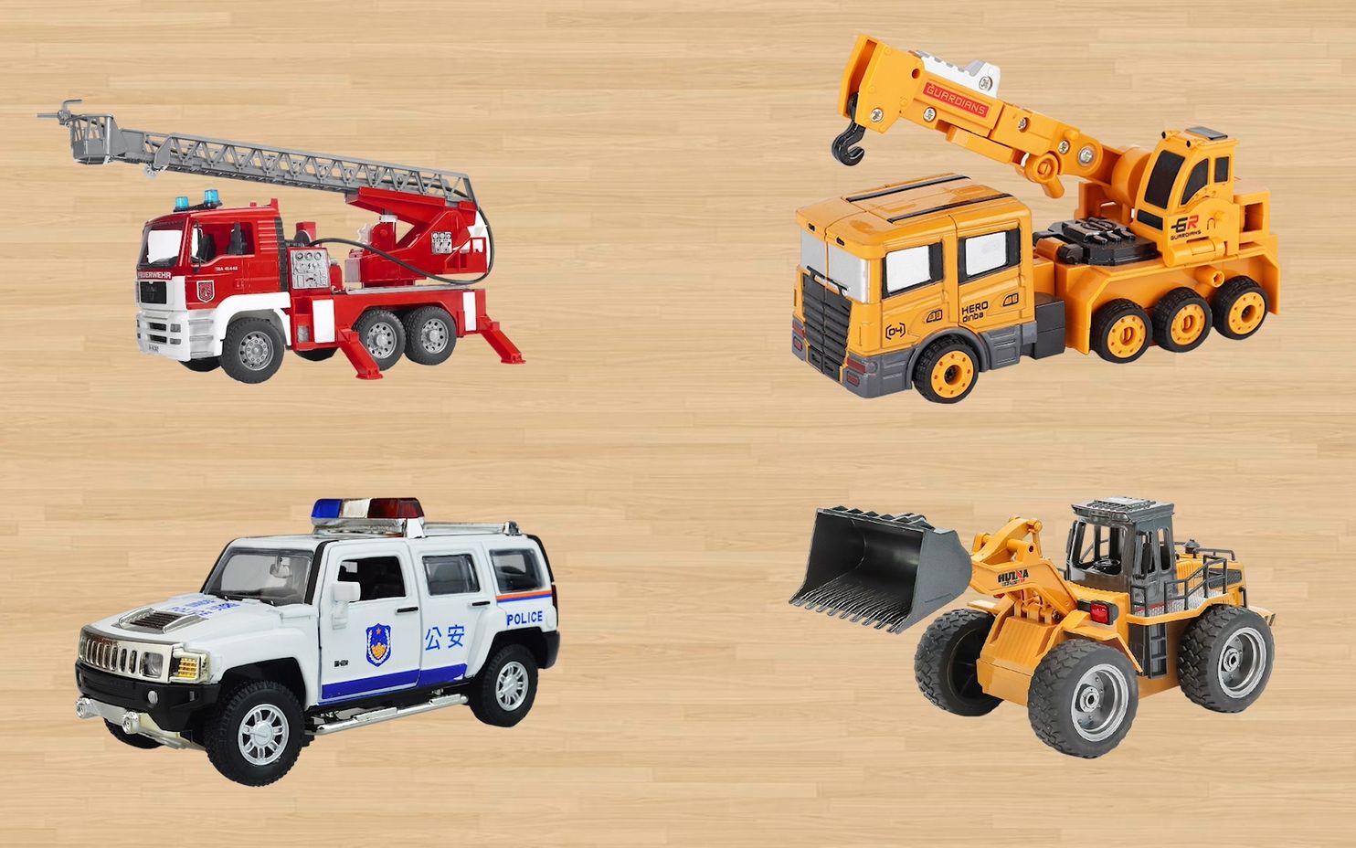 学习认识云梯车吊车警车铲车等工程车