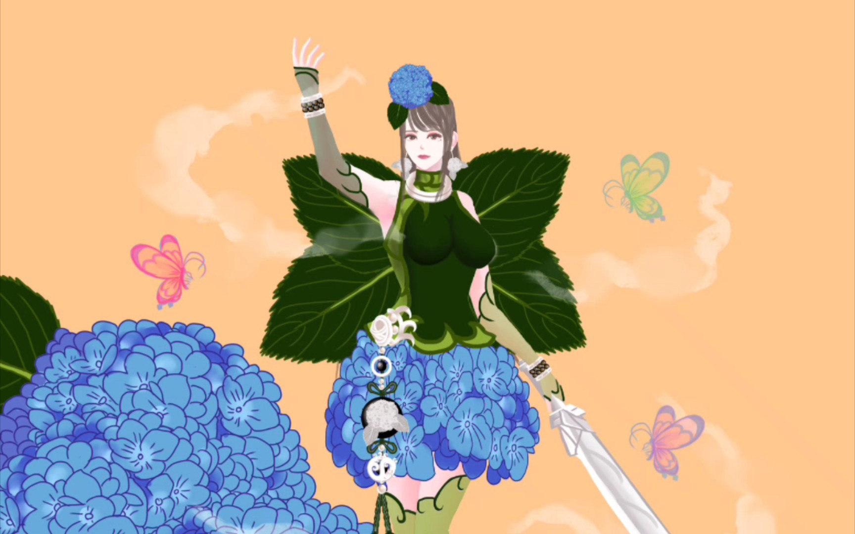 花卉-绣球花-拟人画