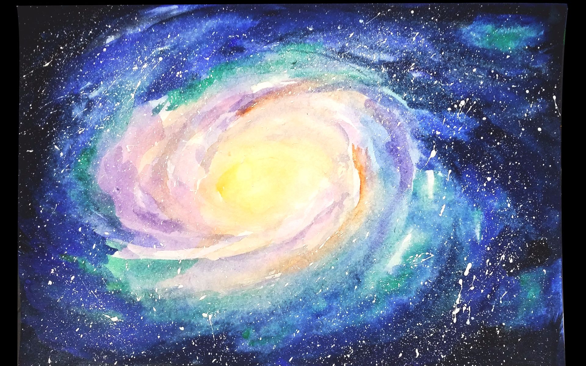 【手绘星空】一起来画星空吧~水彩过程上色步骤 6