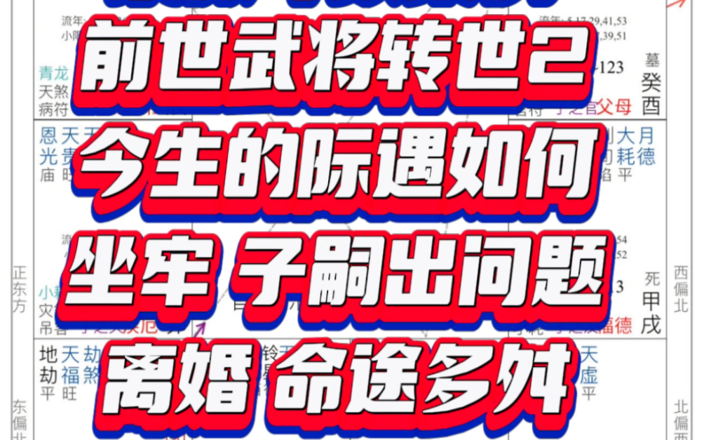 紫微斗数命盘讲解前世武将转世2今生的际遇如何坐牢 子嗣出问题离婚 命途多舛哔哩哔哩bilibili