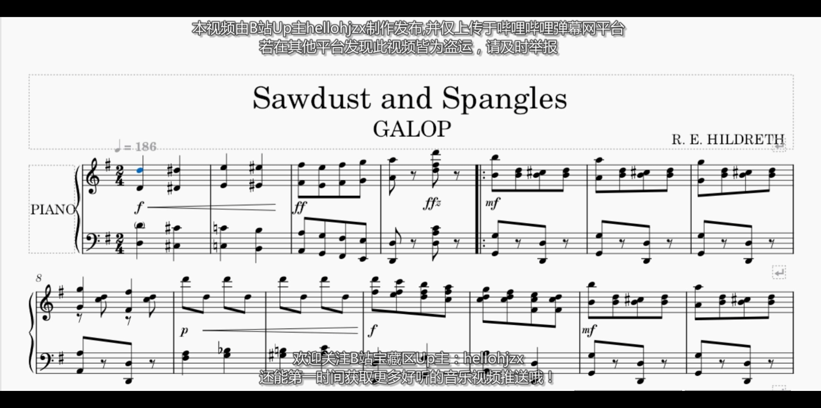 [图]R · 希尔德雷思：《锯末与亮片加洛普舞曲》-R. E. Hildreth：Sawdust and Spangles Galop（1921年出版的进行曲）