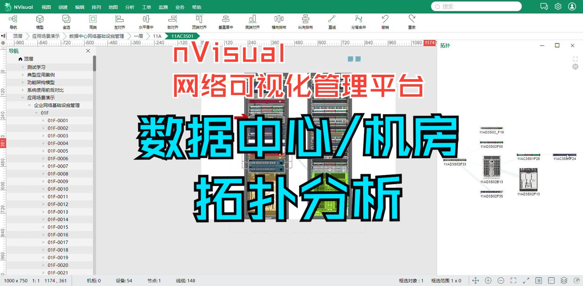 nVisual网络可视化管理平台——数据中心(机房)拓扑分析哔哩哔哩bilibili