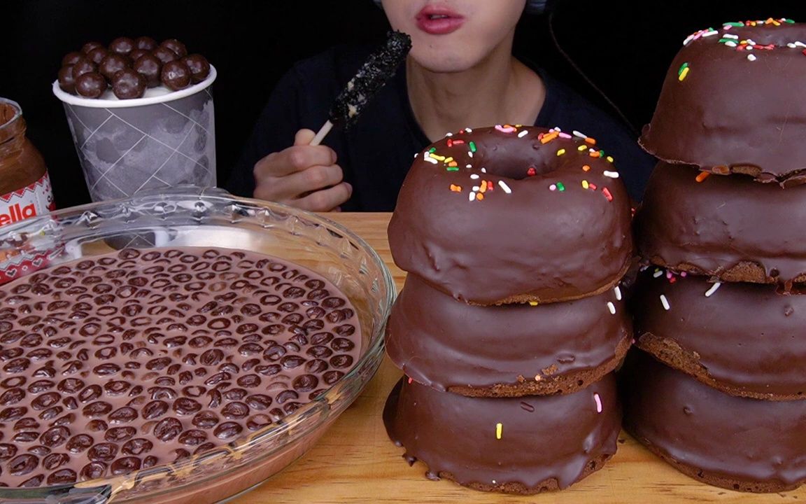 【韩国吃播jimmy】奇巧巧克力甜甜圈冰激凌