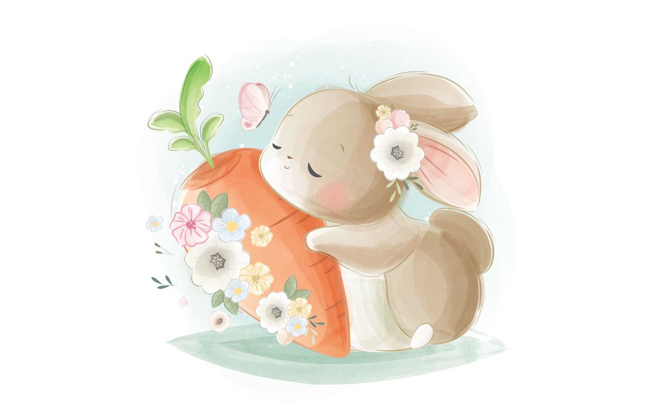 兔子胡萝卜壁纸卡通图片