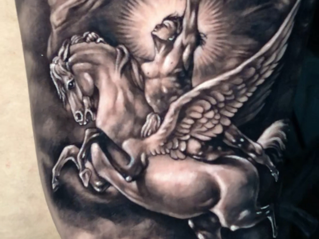 海神波士顿飞马写实纹身广州纹身