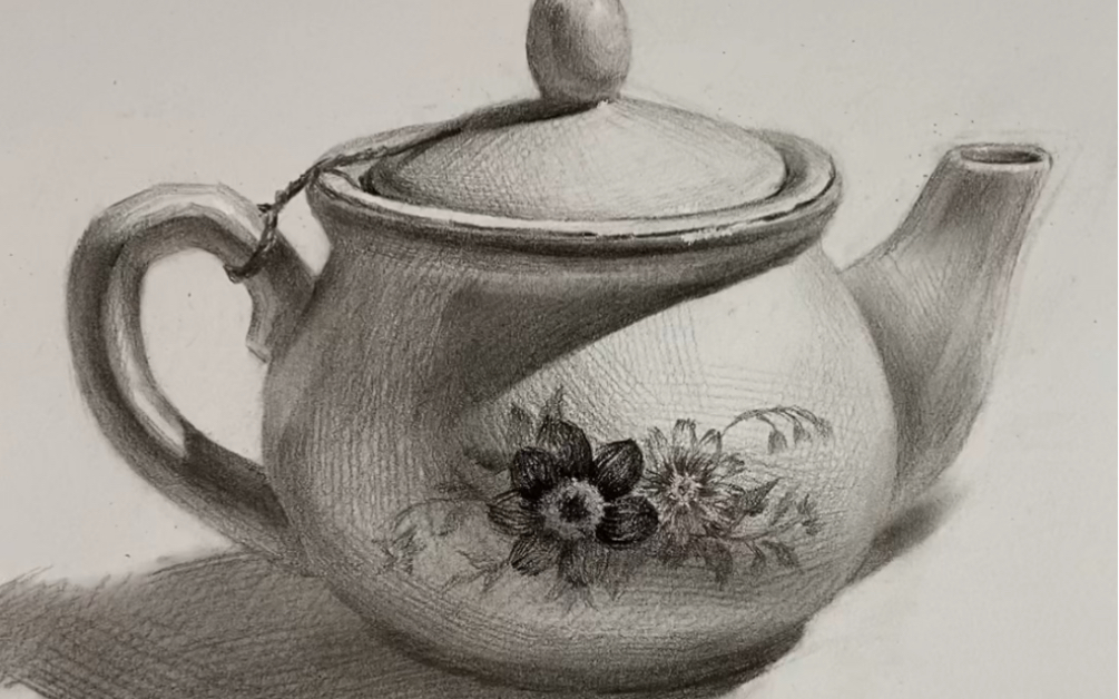 茶壶素描 简单图片