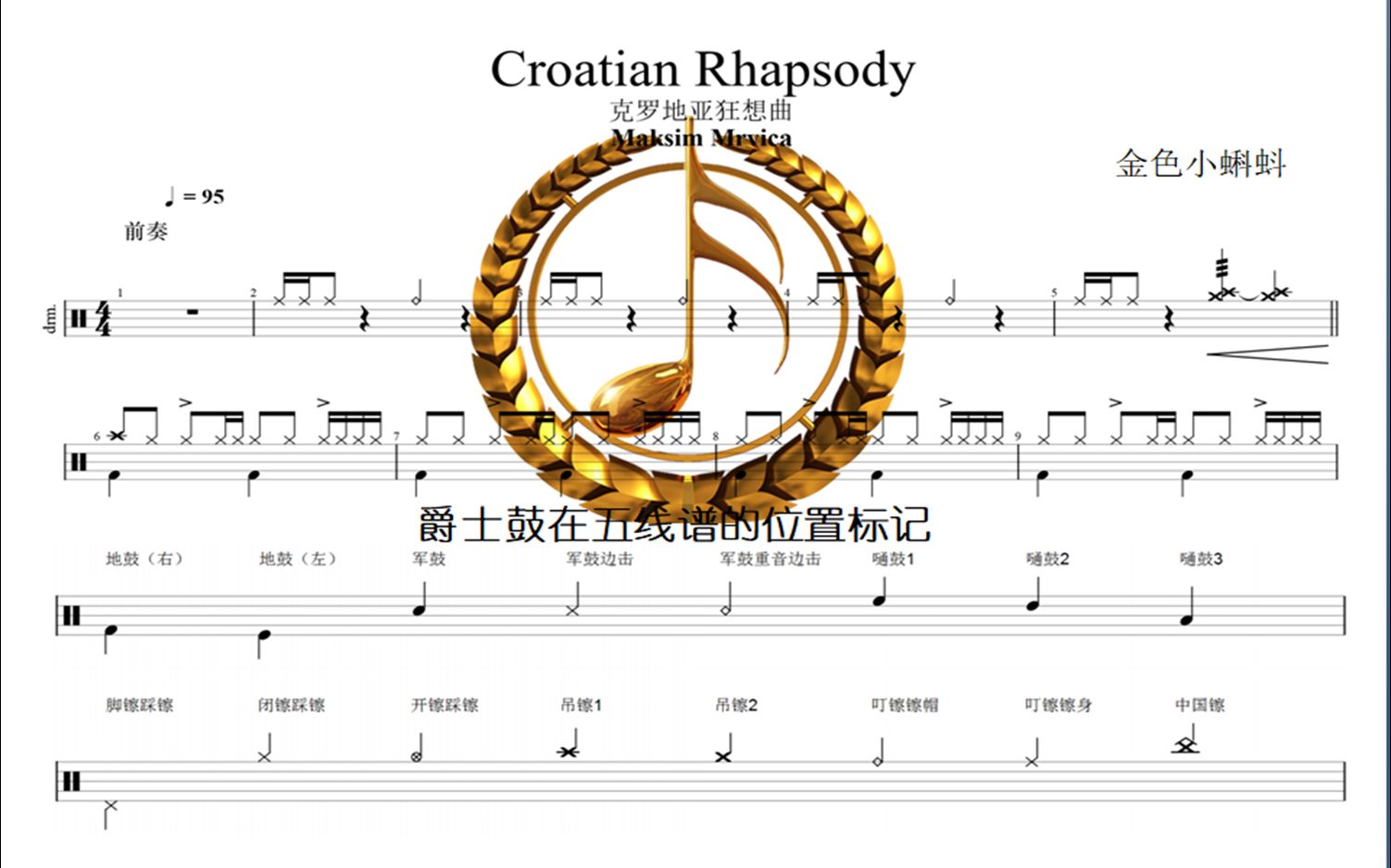 [图]克罗地亚狂想曲（Maksim Mrvica - Croatian Rhapsody）爵士鼓、架子鼓、专业鼓谱、制作鼓谱、动态谱