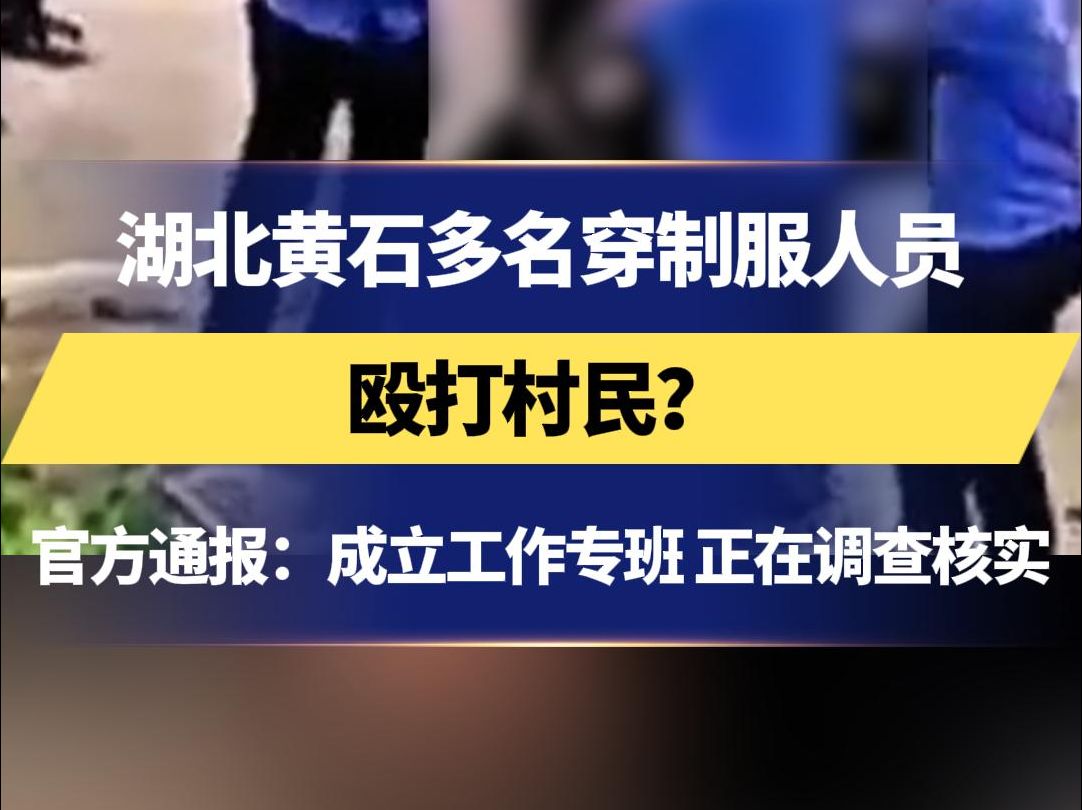 湖北黄石多名穿制服人员 殴打村民?官方通报:成立工作专班 正在调查核实 依据调查核实情况严肃处理哔哩哔哩bilibili