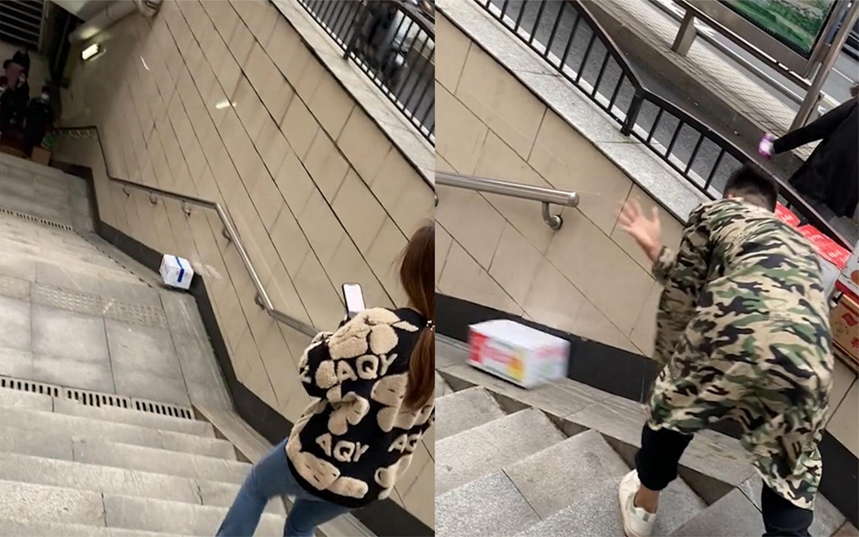 大哥利用楼梯硬核卸货,操作行云流水看呆路人轨道叫你玩明白了