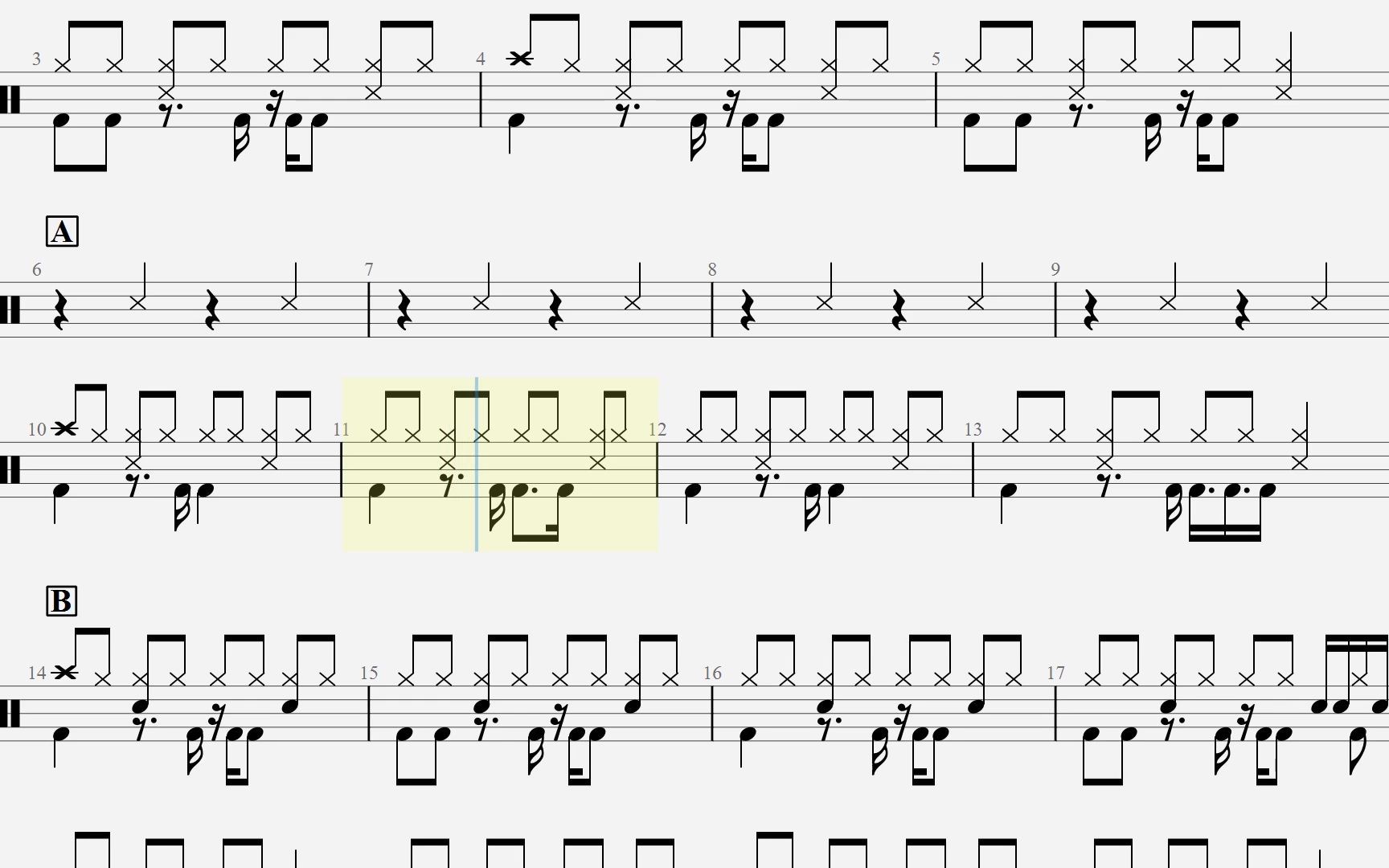 [图]【318曲谱】L（桃籽）、周林枫、三楠 - 晚风作酒（简化版）架子鼓谱（动态鼓谱）