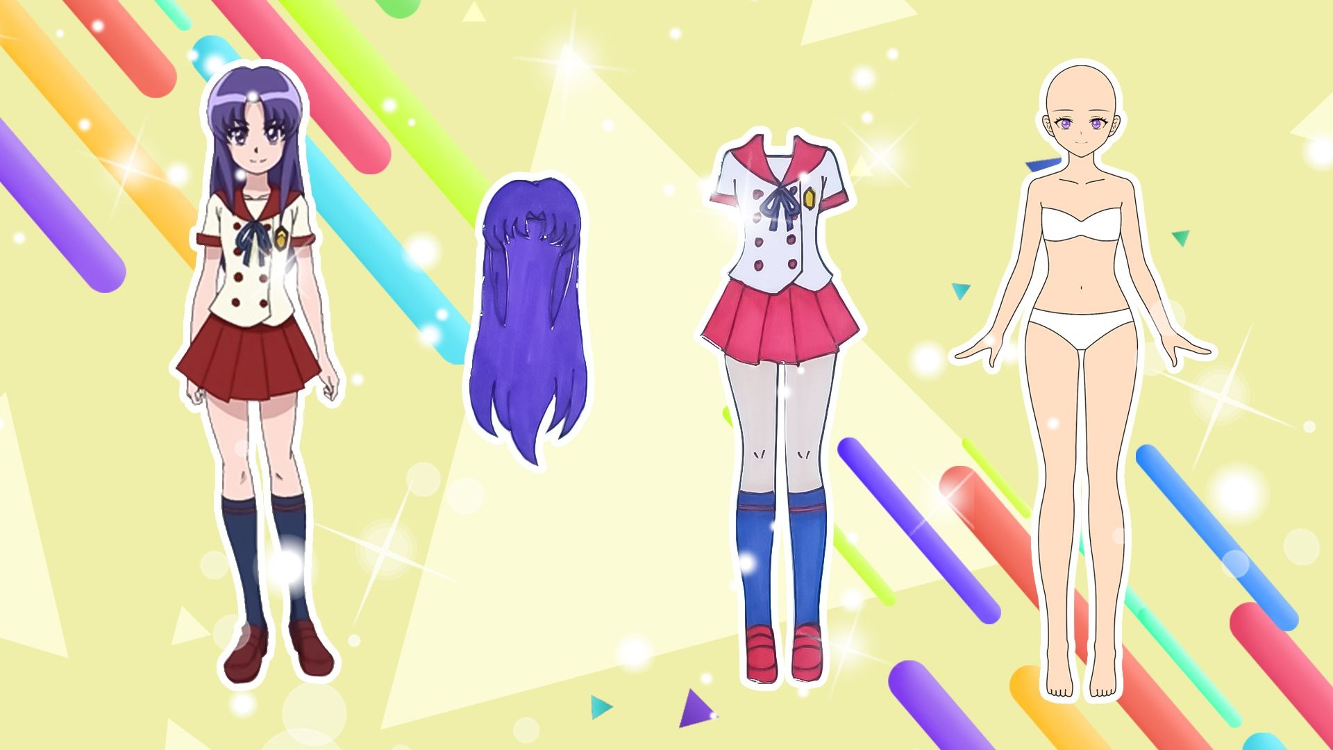 手工纸娃娃玩具:纸娃娃装扮,《光之美少女》冰川伊绪奈装扮