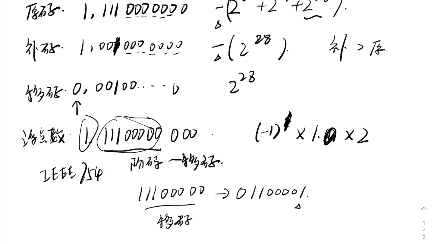 [图]计算机组成-同一机器数的原码，补码，移码，浮点数数值大小排序