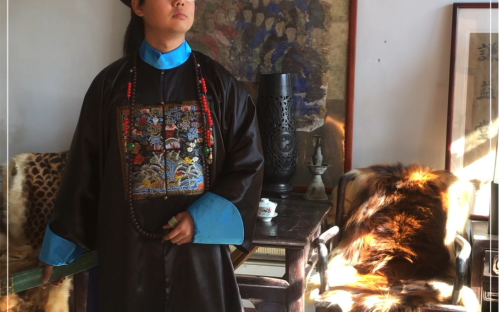 一品武官常服袍褂穿着展示私人订制