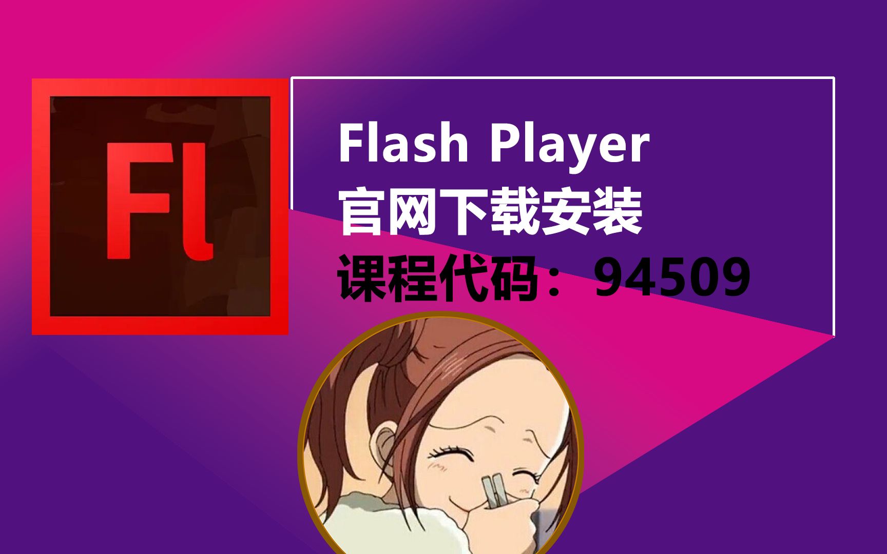 [图]如何官网下载Flash Player，安全免费，二维动画，自考课程代码94509