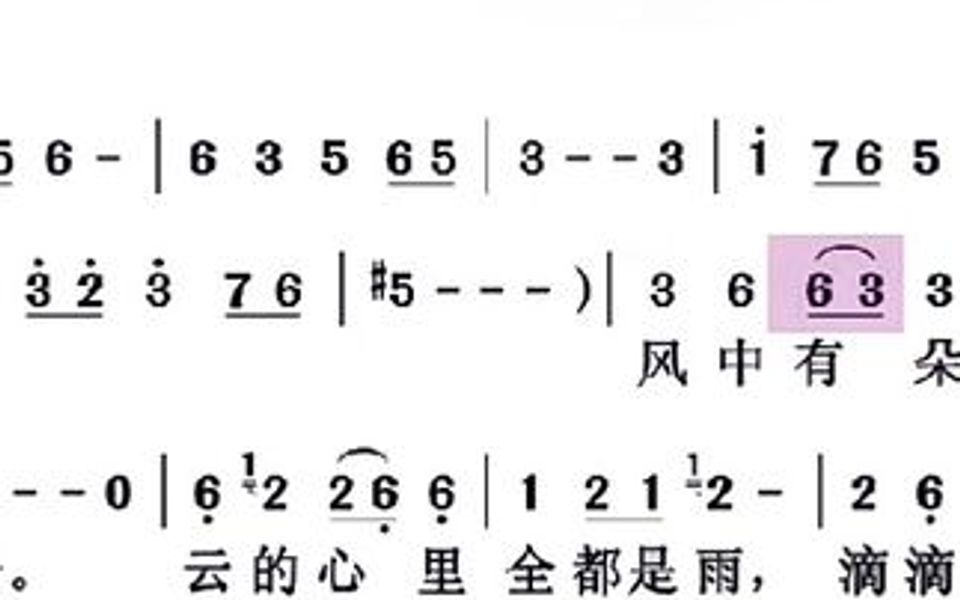 [图]《风中有朵雨做的云》动态谱，伴奏示范同步上传。