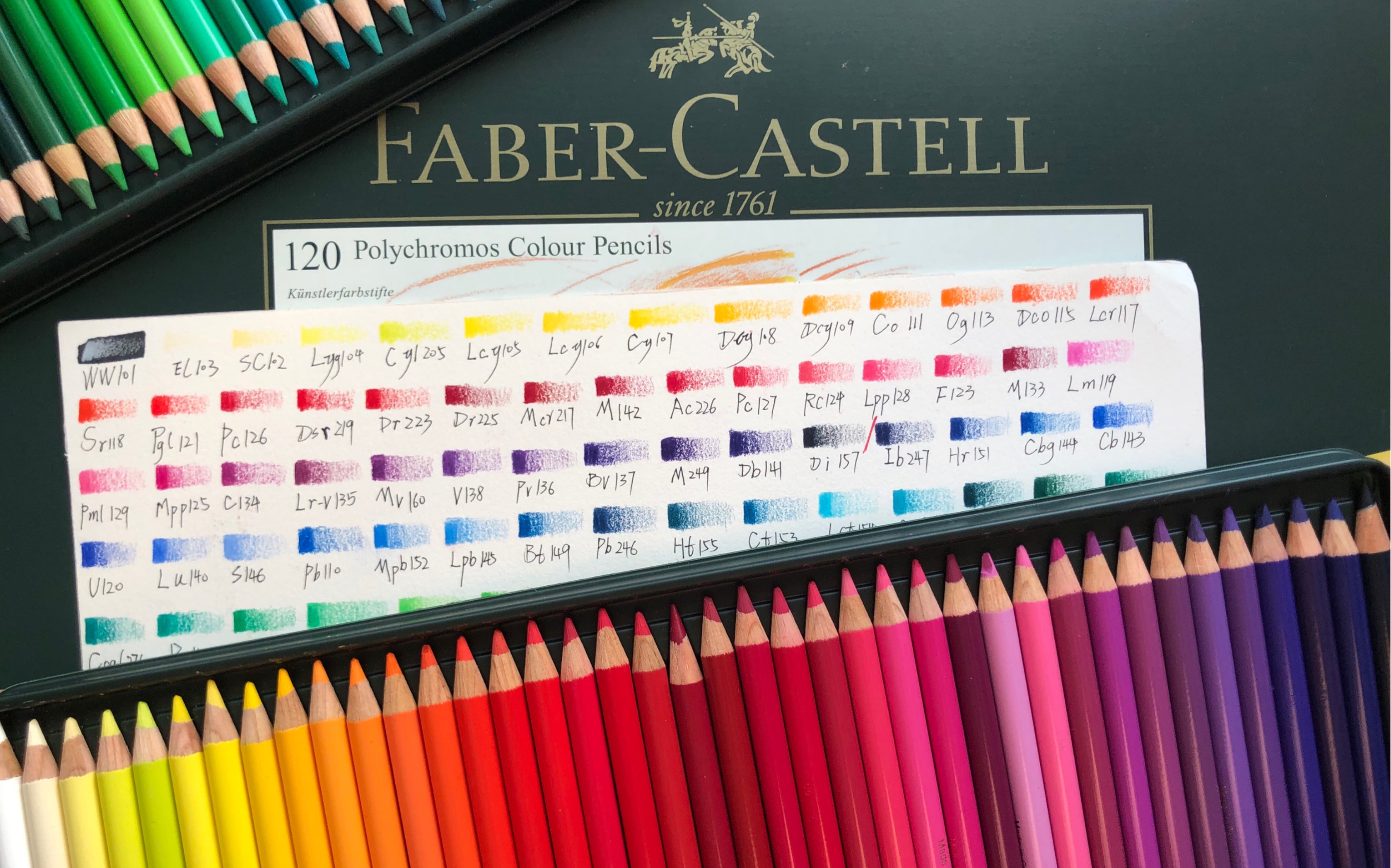 油性彩铅fabercastell辉柏嘉120色开箱试色强迫症的福音系列
