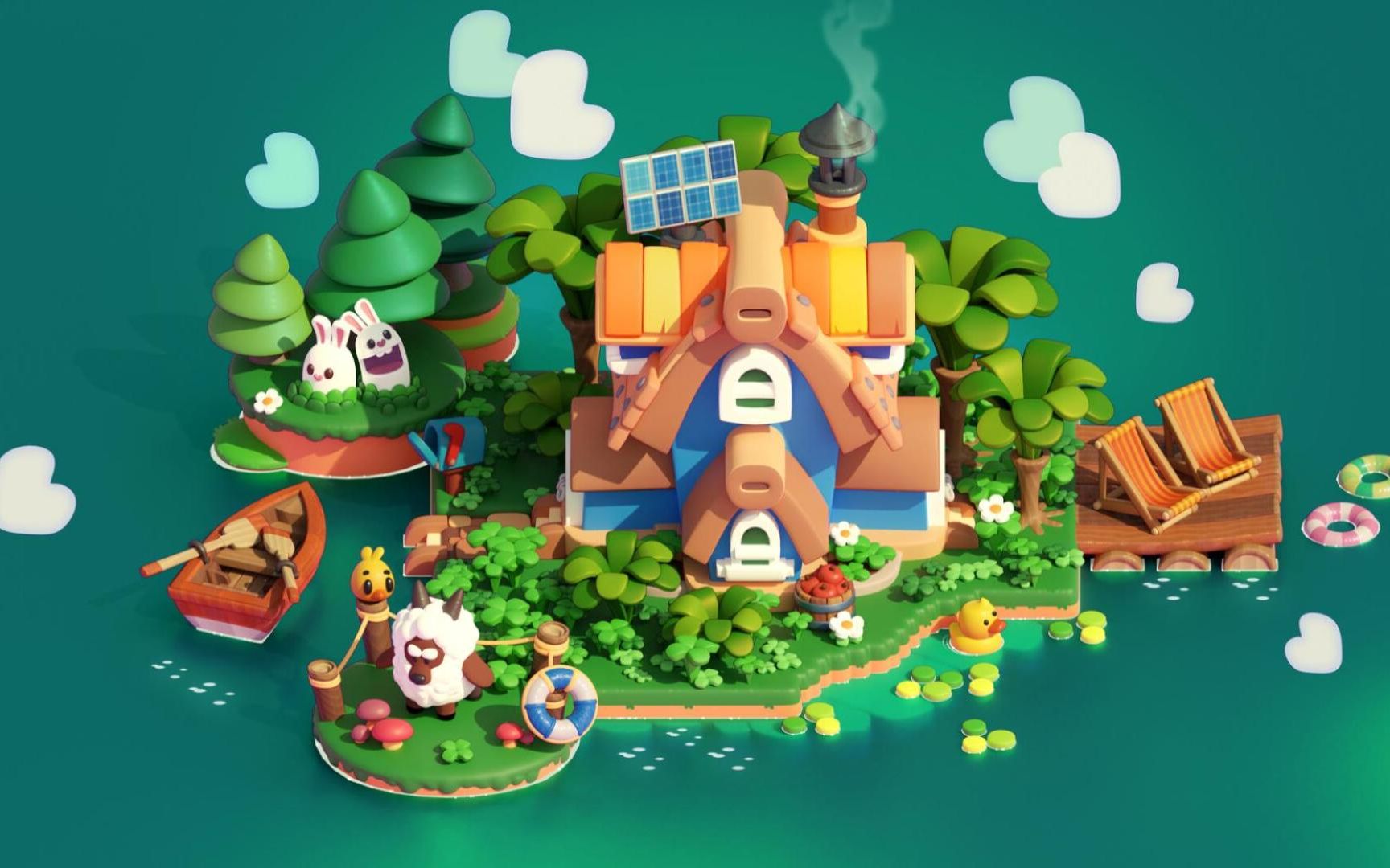 【maya场景建模】卡通风格治愈系小岛,零基础建模案例讲解