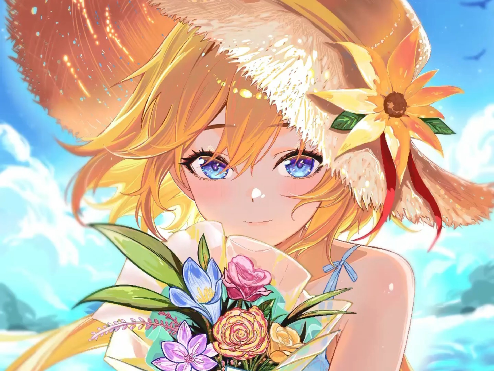 一个草帽绘画过程