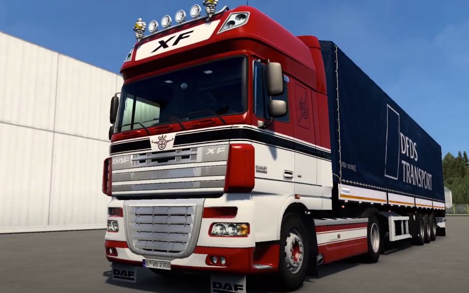 欧卡2mod:v大的达夫 xf105 daf xf 105 with open pipe sound _ euro