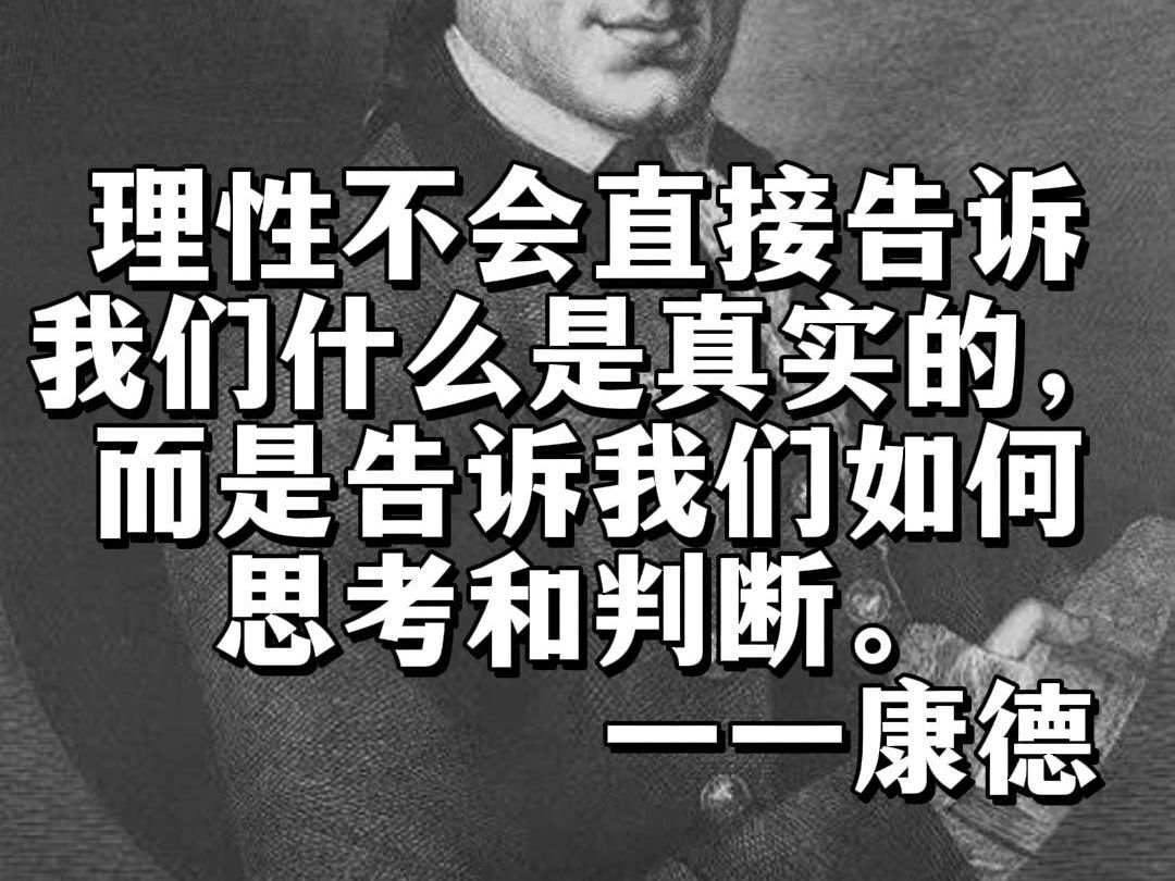 康德一一理性不会直接告诉我们什么是真实的,而是告诉我们如何思考和判断.哔哩哔哩bilibili