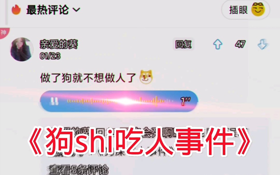 《关于狗shi吃人这件事》来自抽子:《梗系》的帖子和抽子:《亲爱的葵》的语音条哔哩哔哩bilibili