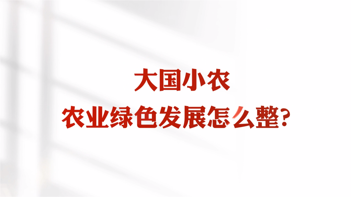 大国小农,农业绿色发展怎么整?哔哩哔哩bilibili