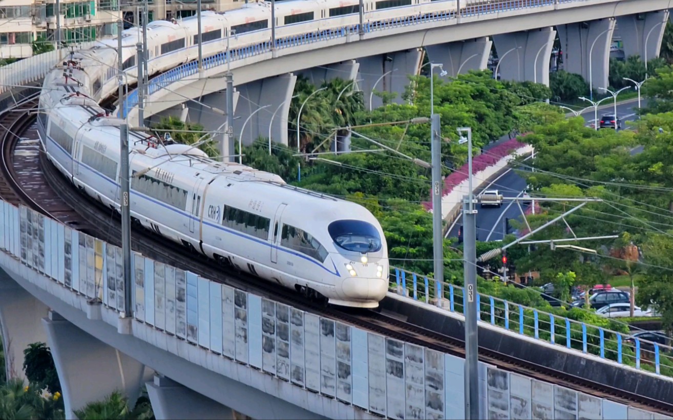 【广珠城际】crh380b-3656重联担当g6108 珠海-长沙南 明珠站展望