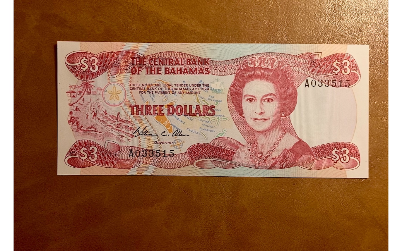 巴哈马国3元纸币介绍(1984版)