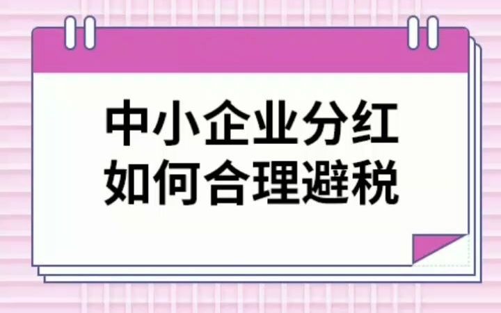 中小企业分红 如何合理避税哔哩哔哩bilibili