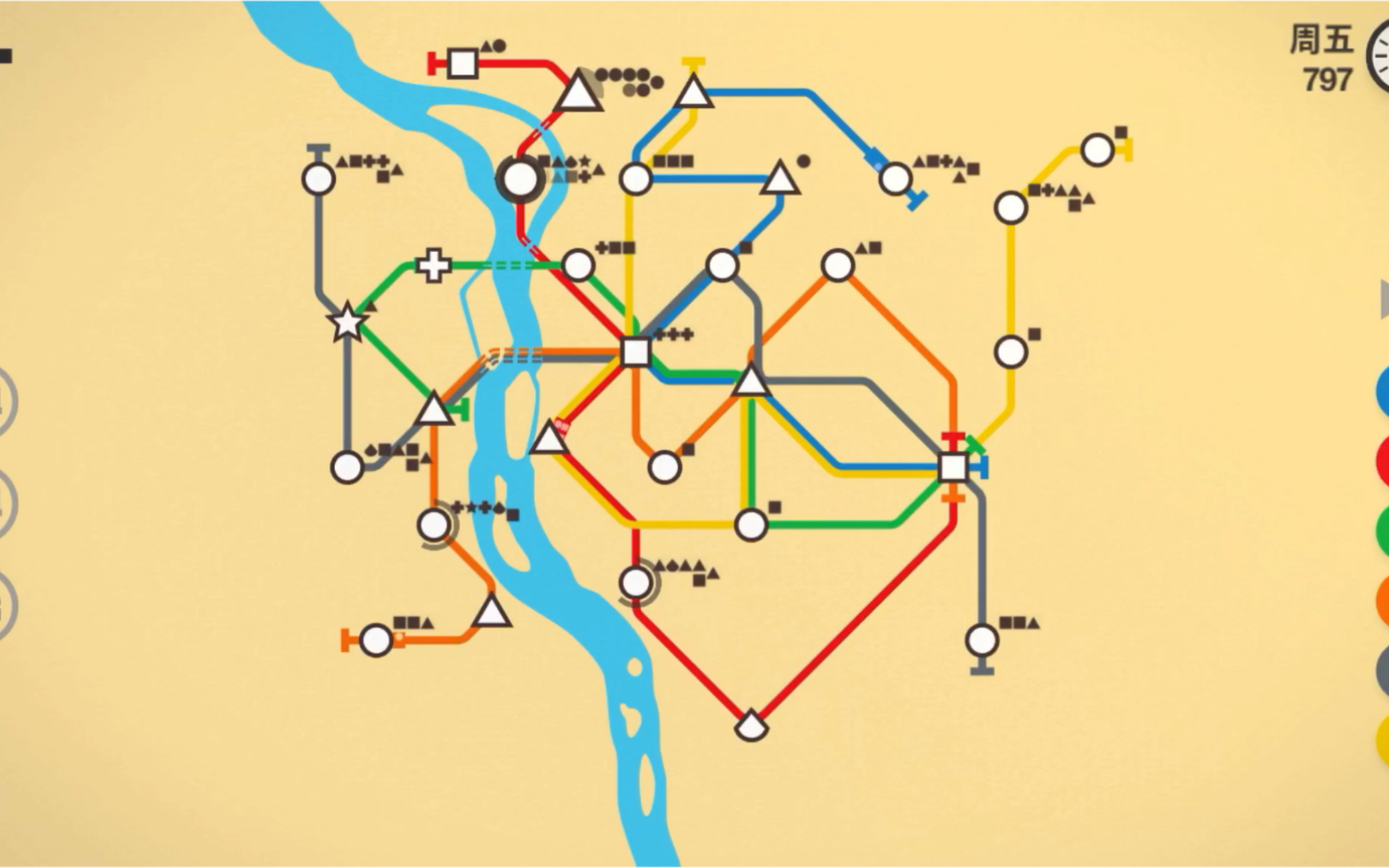mini metro(迷你地铁):每日挑战(开罗)车厢太小,人流量大,根本运不了!