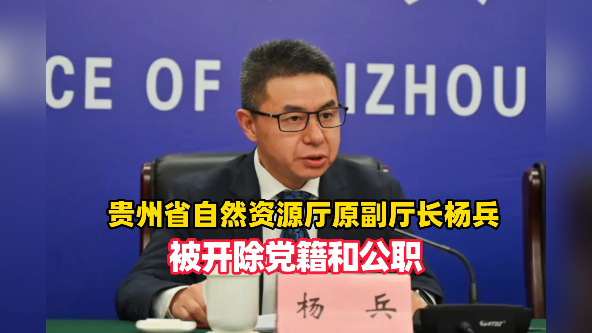 贵州省自然资源厅原党委委员、副厅长杨兵被开除党籍和公职（编辑：赵易）