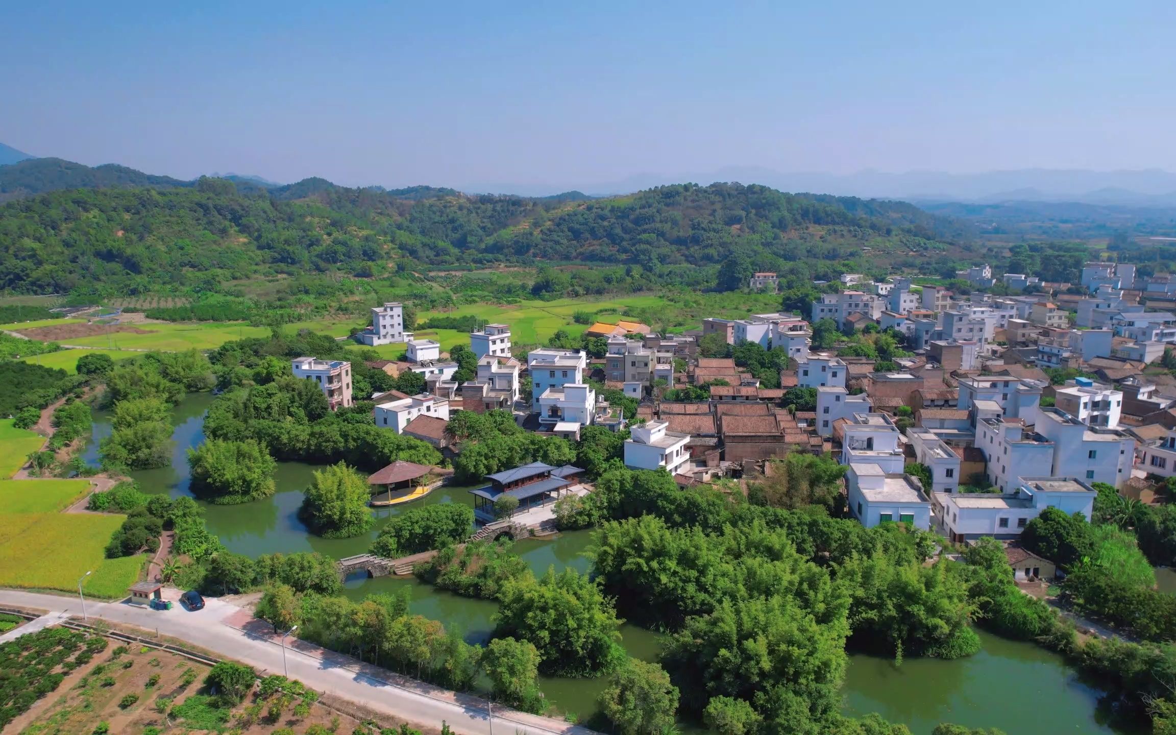 无人机镜头下的金林水乡,宁静祥和.